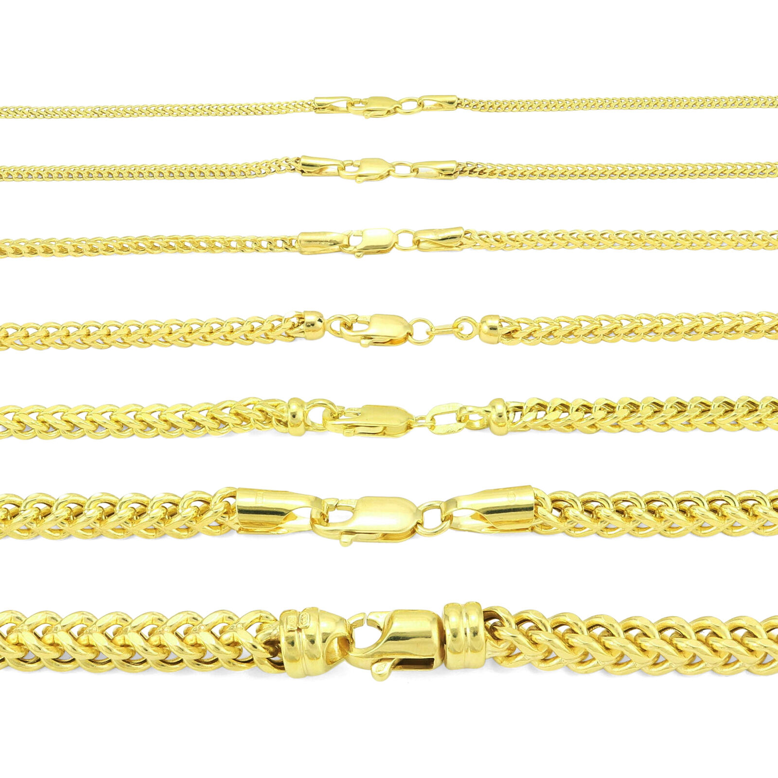 Square Wheat Box Chain Pendant Necklace in 10K Gold