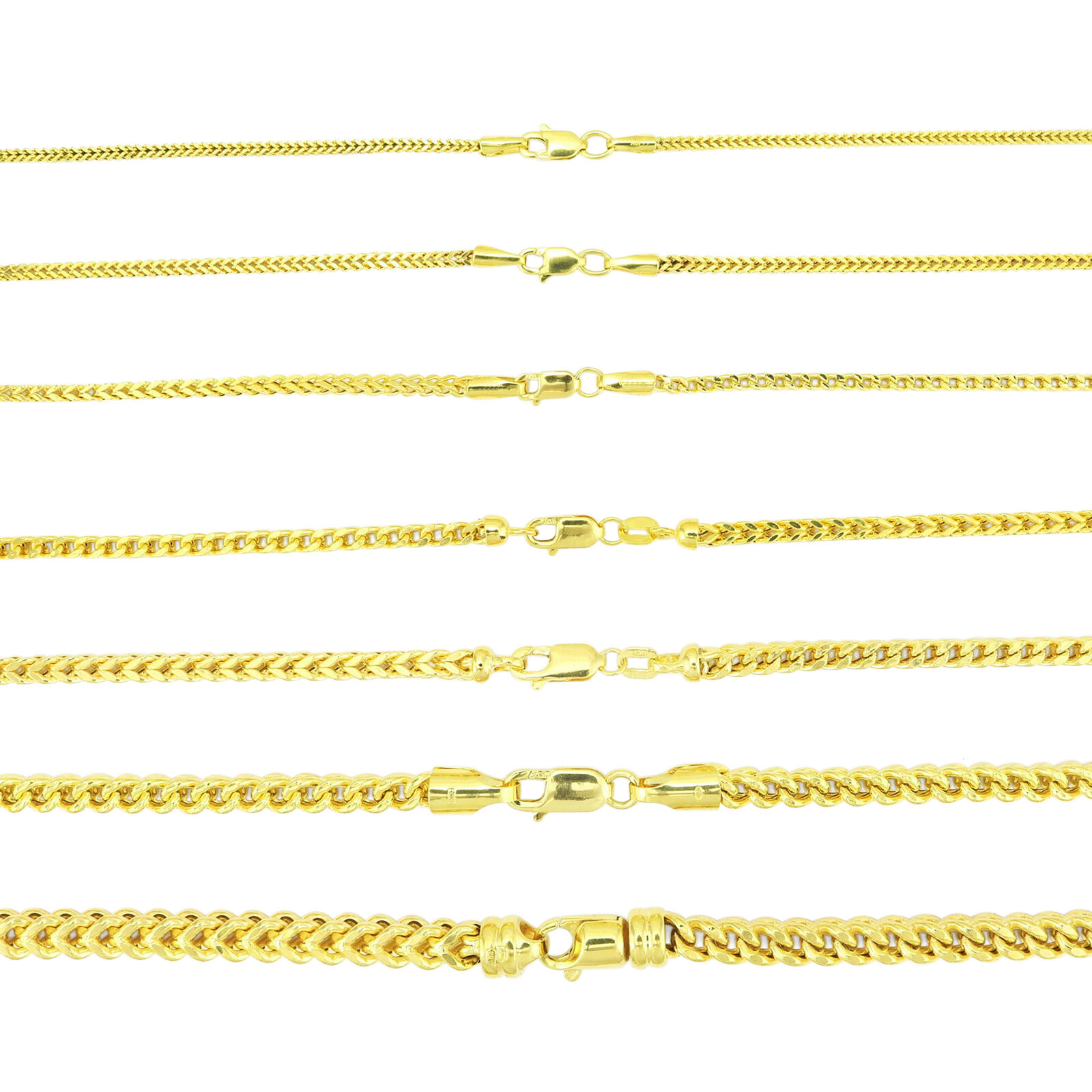 Square Wheat Box Chain Pendant Necklace in 10K Gold