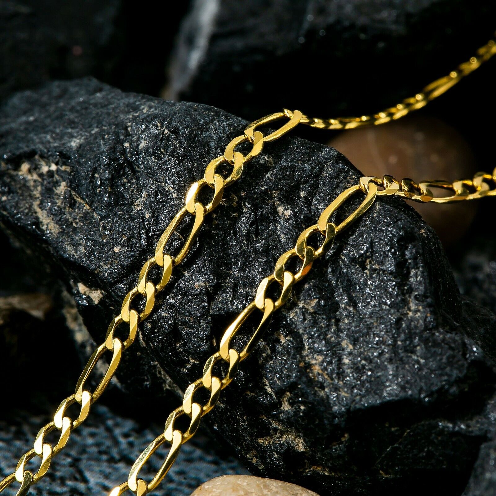 14K Italian Figaro Chain Pendant Necklace