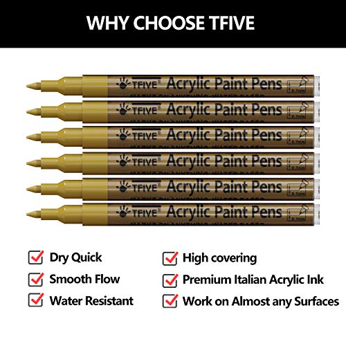 Acrylic Gold Paint Pens - 6 Pack