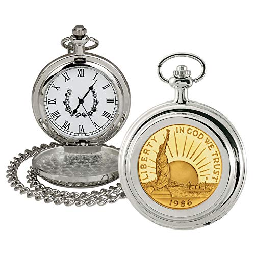 Gold Statue of Liberty Commemorative Pocket Watch