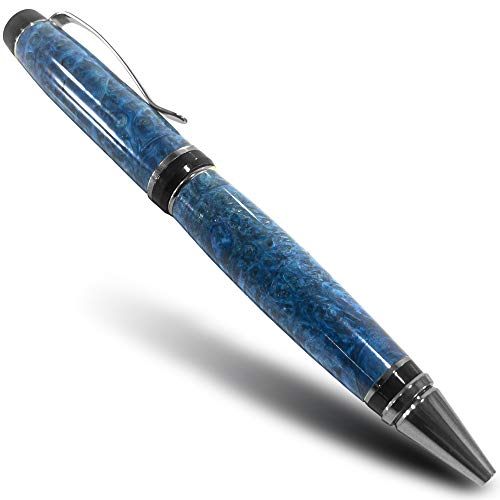 Royal Blue Burl Wood Titanium Ballpoint Pen