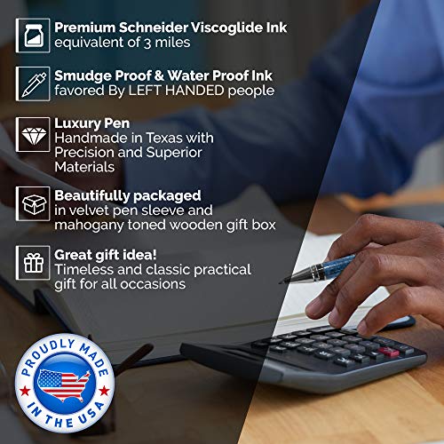 Royal Blue Burl Wood Titanium Ballpoint Pen