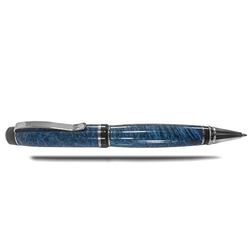 Royal Blue Burl Wood Titanium Ballpoint Pen