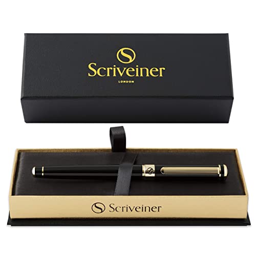 Gold-Finish Black Lacquer Rollerball Pen