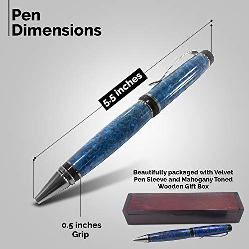 Royal Blue Burl Wood Titanium Ballpoint Pen