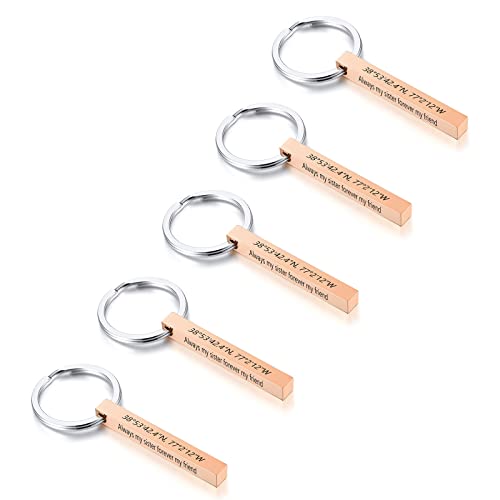 Customizable 4-sided Rose Gold Keychain Set