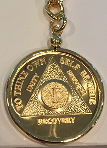 24k Gold Plated Sobriety Keychain Token