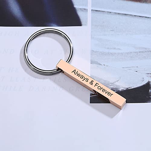 Customizable 4-sided Rose Gold Keychain Set