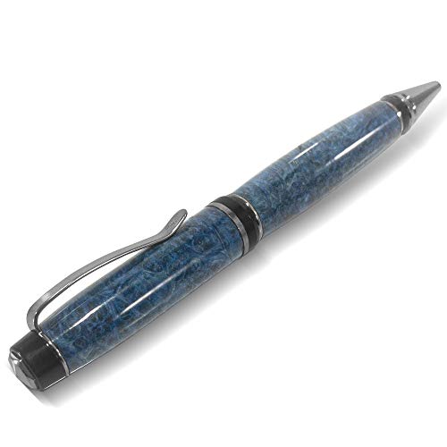 Royal Blue Burl Wood Titanium Ballpoint Pen