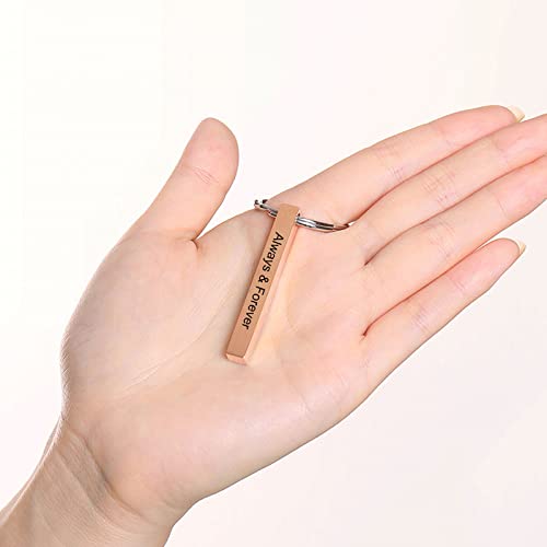 Customizable 4-sided Rose Gold Keychain Set