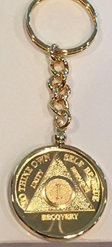 24k Gold Plated Sobriety Keychain Token