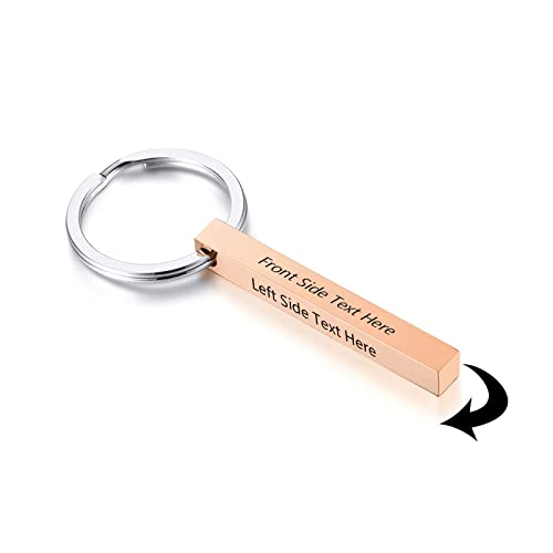 Customizable 4-sided Rose Gold Keychain Set