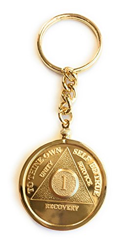 24k Gold Plated Sobriety Keychain Token
