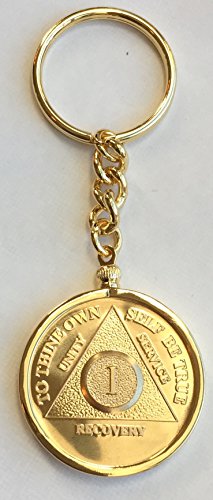 24k Gold Plated Sobriety Keychain Token