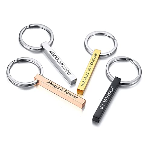 Customizable 4-sided Rose Gold Keychain Set