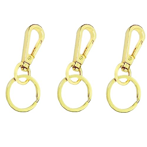 3 Pack Gold Plated Lobster Keychains with Rings