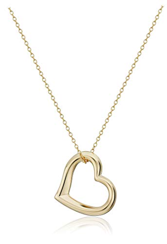 18K Gold Plated Open Heart Pendant Necklace