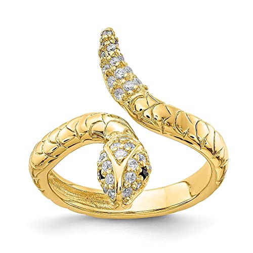 Gold Vermeil Snake CZ Ring - Women's Jewelry