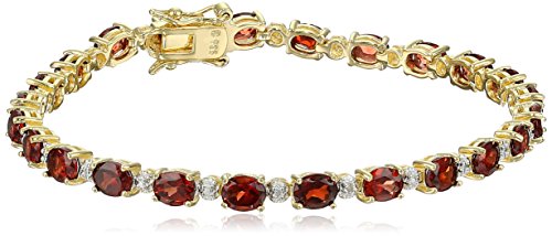 18k Yellow Gold Plated Garnet Diamond Bracelet