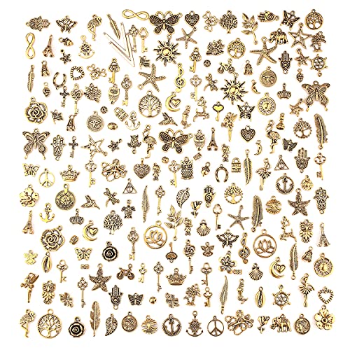 Gold DIY Charms for Jewelry Making&Crafting: 200Pcs