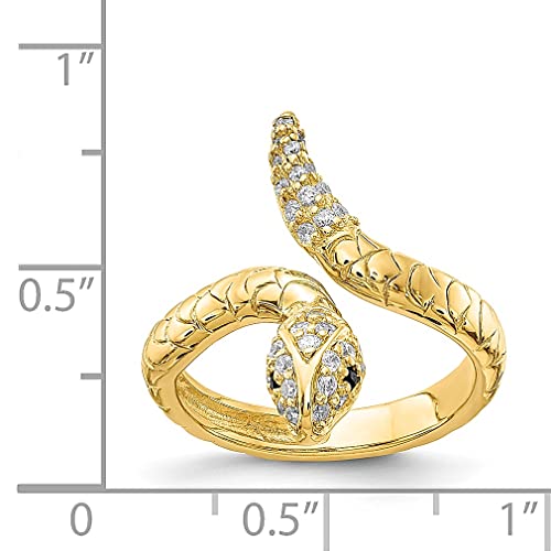 Gold Vermeil Snake CZ Ring - Women's Jewelry