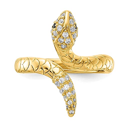 Gold Vermeil Snake CZ Ring - Women's Jewelry