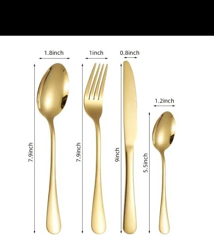 Gold Stainless Steel Cutlery Set for 6