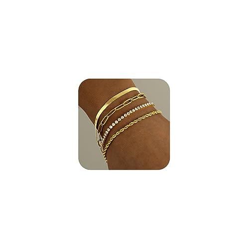 Dainty Gold Layered Link Bracelet Sets for Women