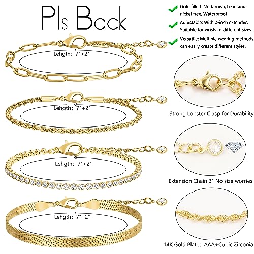 Dainty Gold Layered Link Bracelet Sets for Women