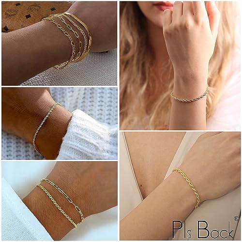 Dainty Gold Layered Link Bracelet Sets for Women