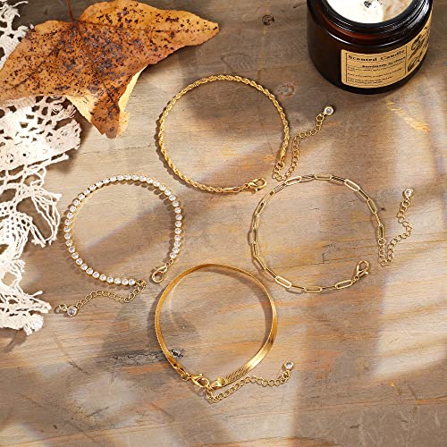 Dainty Gold Layered Link Bracelet Sets for Women