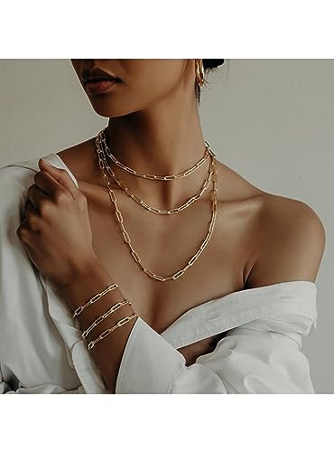 Dainty Gold Layered Link Bracelet Sets for Women