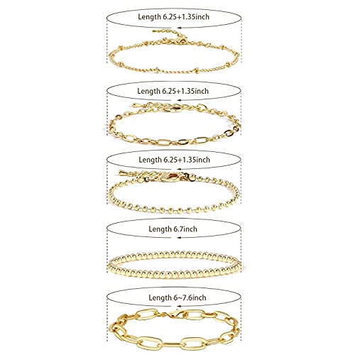 Adjustable Gold Chain Bracelet Sets for Women