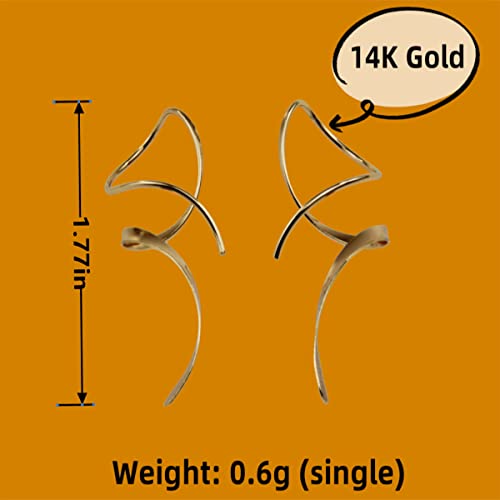 Spiral Threader Dangle Earrings, 14K Gold
