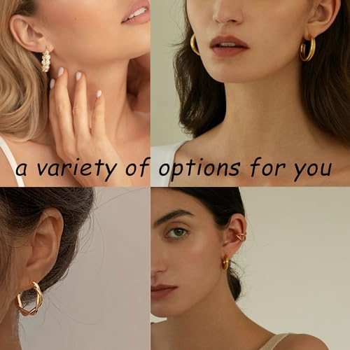 Gold Chunky Hoops 45 Pairs Set