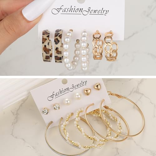 Gold Chunky Hoops 45 Pairs Set