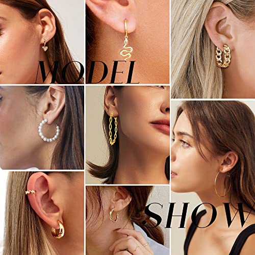 Gold Chunky Hoops 45 Pairs Set