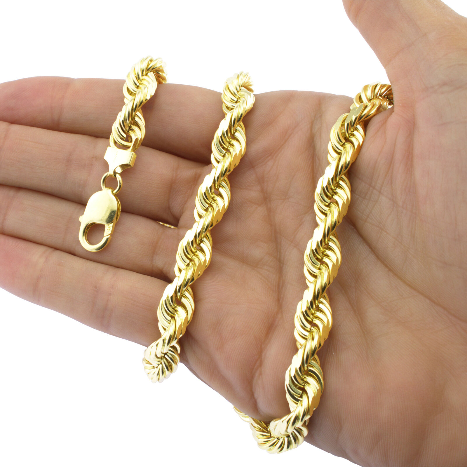 14K Yellow Gold Rope Chain Pendant Necklace