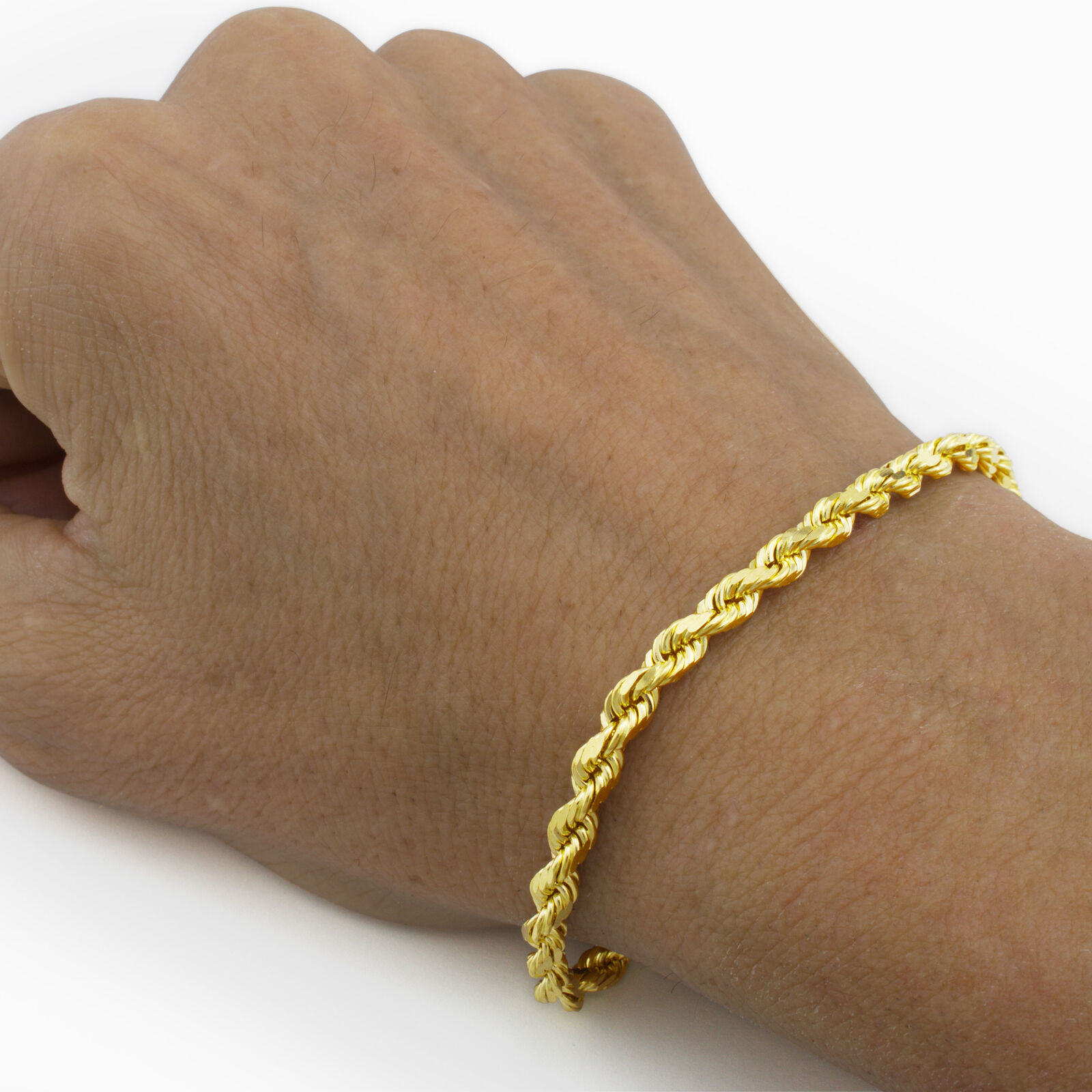 14K Yellow Gold Rope Chain Bracelet (Choose Size)