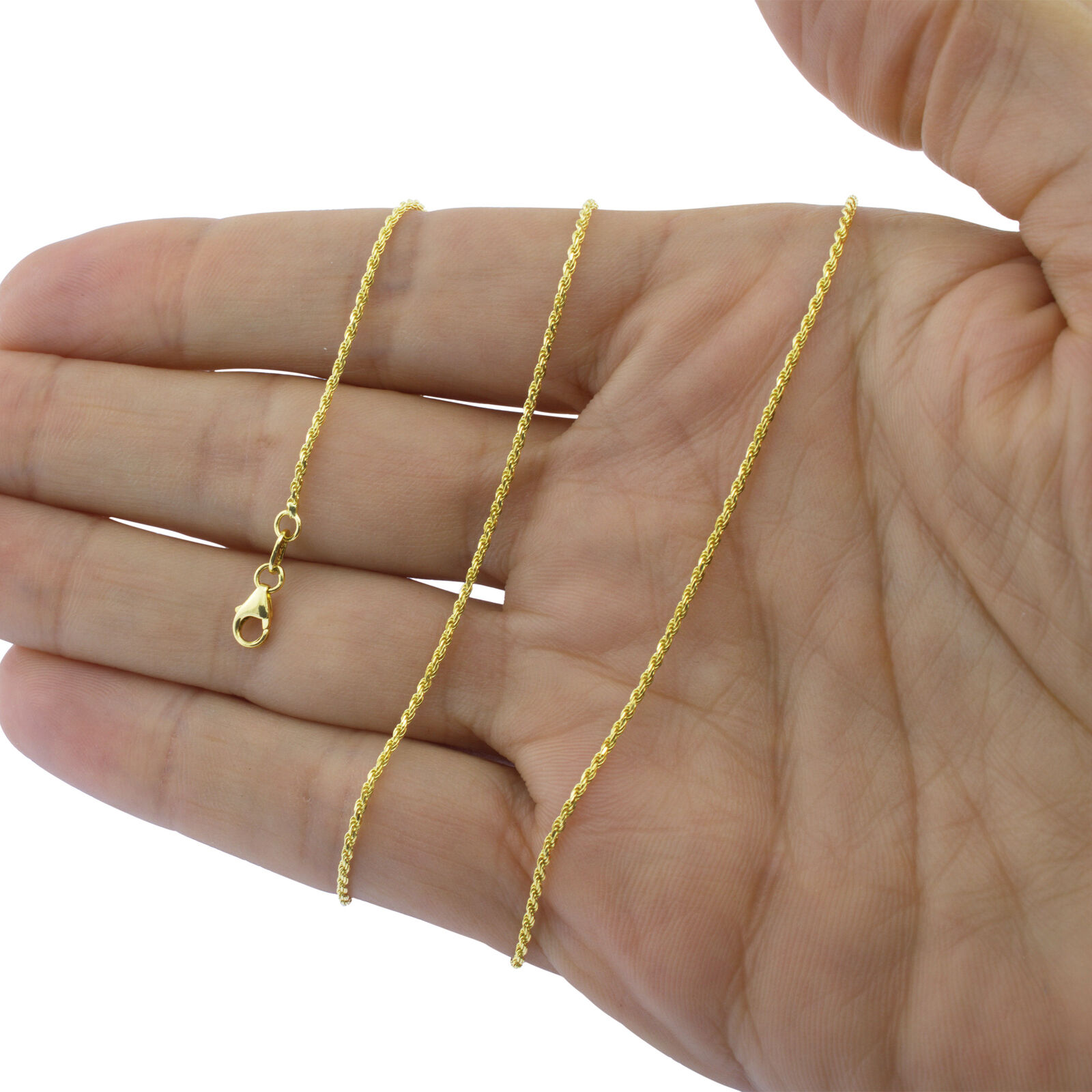 14k Yellow Gold Womens 2mm Diamond Cut Rope Chain Bracelet w Lobster Clasp- 7"