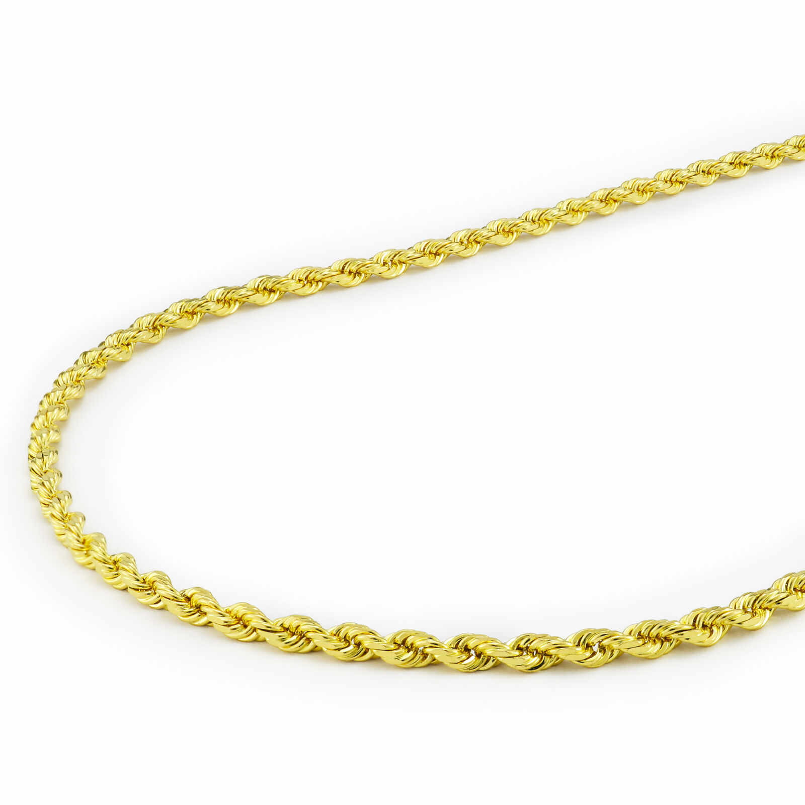14k Yellow Gold Womens 2mm Diamond Cut Rope Chain Bracelet w Lobster Clasp- 7"