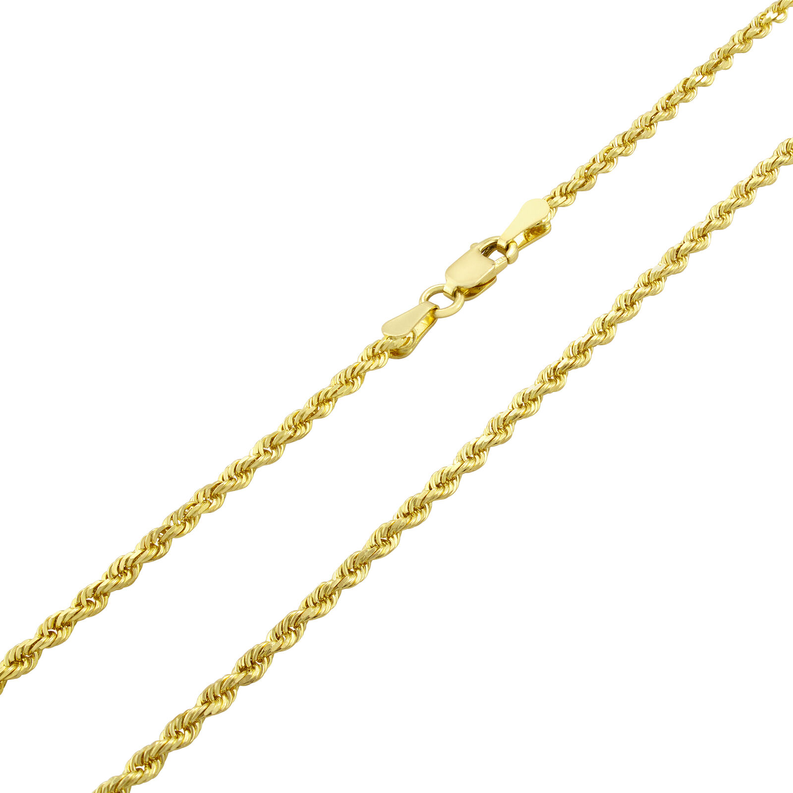 14k Yellow Gold Womens 2mm Diamond Cut Rope Chain Bracelet w Lobster Clasp- 7"