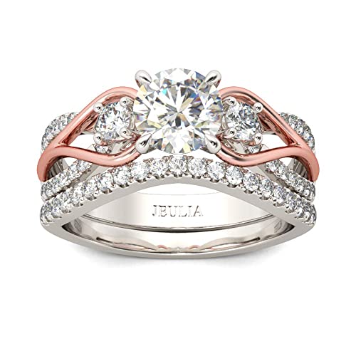 Jeulia Two Tone Rose Gold Engagement Ring Set