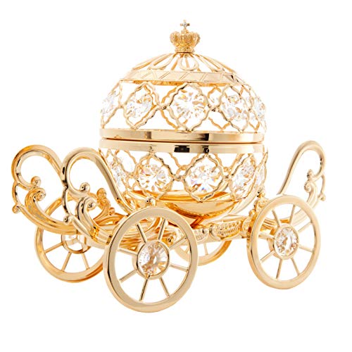 Crystal-studded 24K Gold Cinderella Pumpkin Coach Ornament