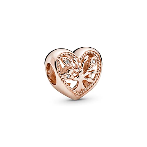 Rose Gold Family Tree Charm with Zirconia