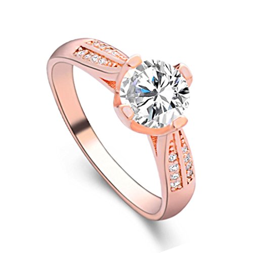 Flower Crystal Rose Gold Wedding Ring