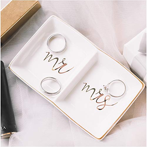 Gold Mr & Mrs Jewelry Tray for Weddings