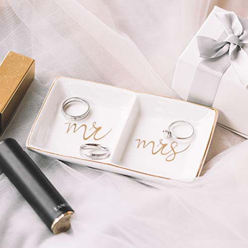 Gold Mr & Mrs Jewelry Tray for Weddings