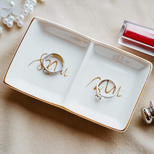 Gold Mr & Mrs Jewelry Tray for Weddings